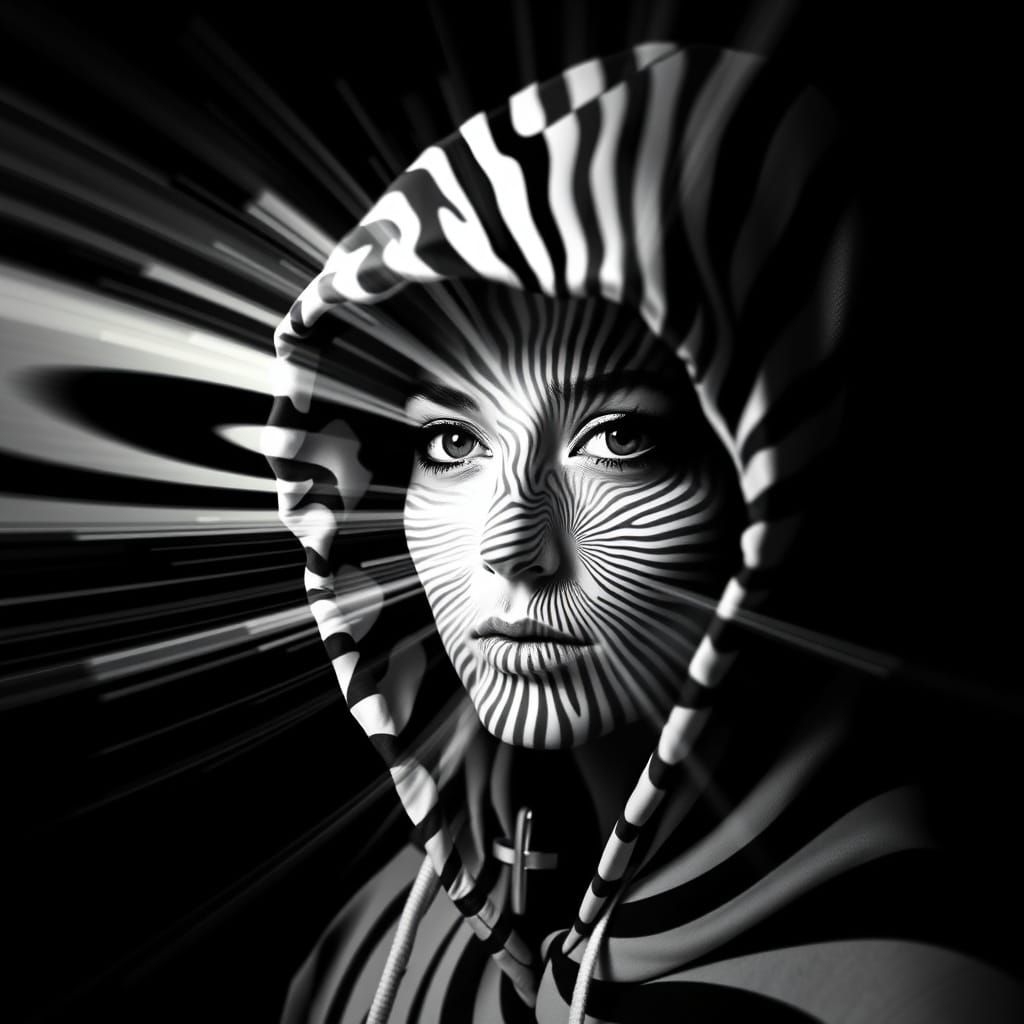 Abstract Portrait in High Contrast Stripes