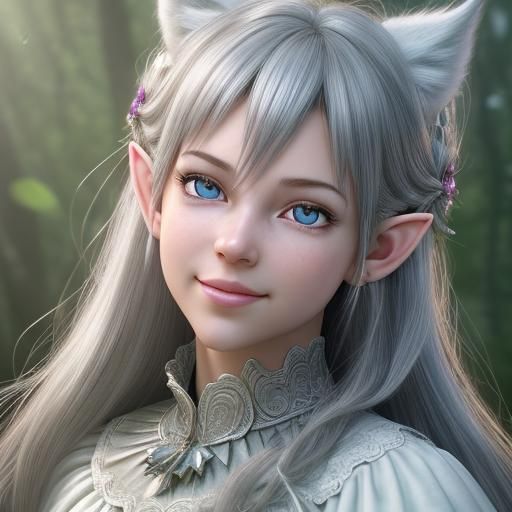 Smiling Elven Woman Portrait in 3D Animation Style
