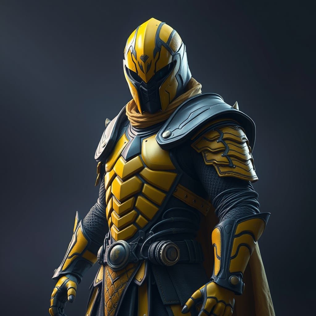 Heroic Figure in Intricate Latex Armor