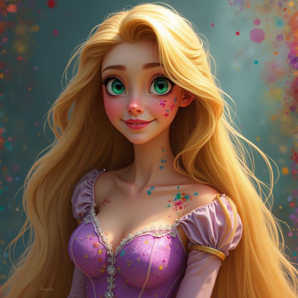 Golden Goddess of Art in Whimsical Wonderland