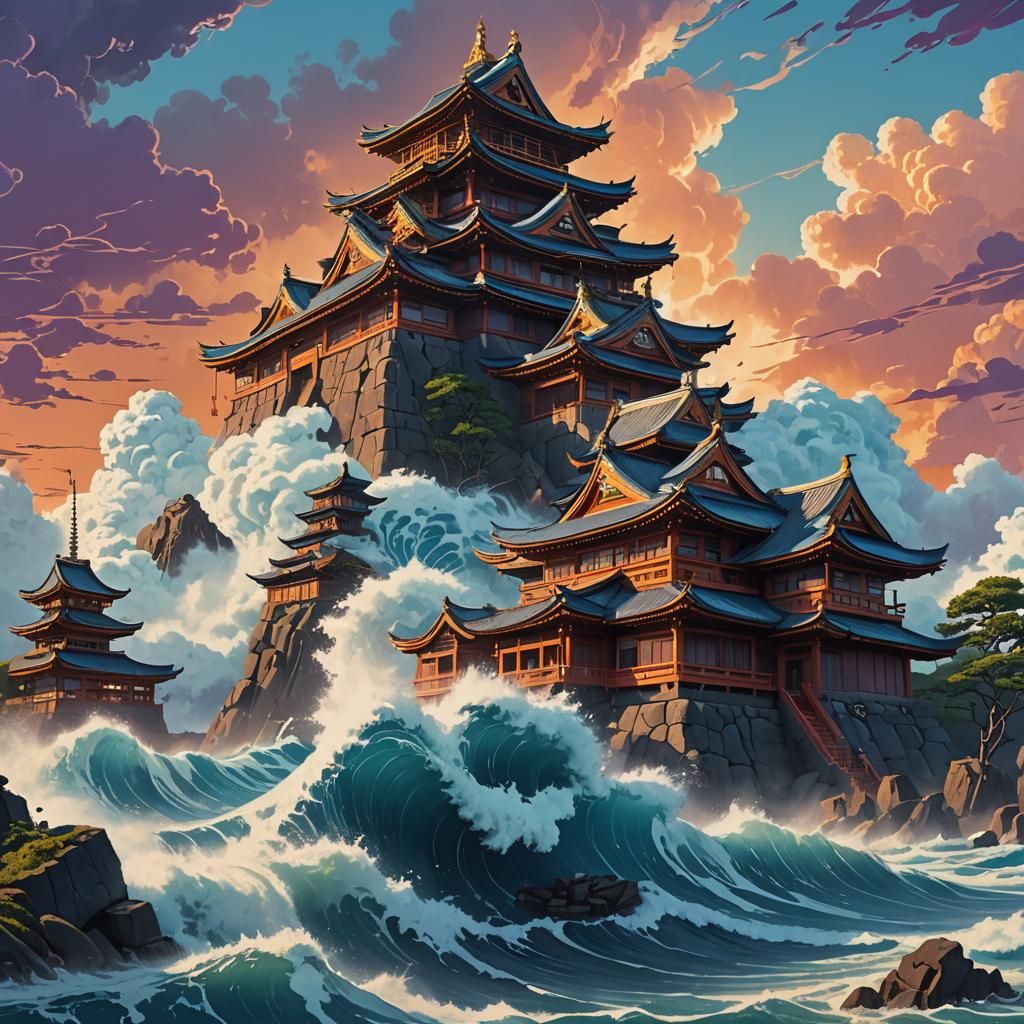 Ancient Tsunami Waves Crash Over Temple