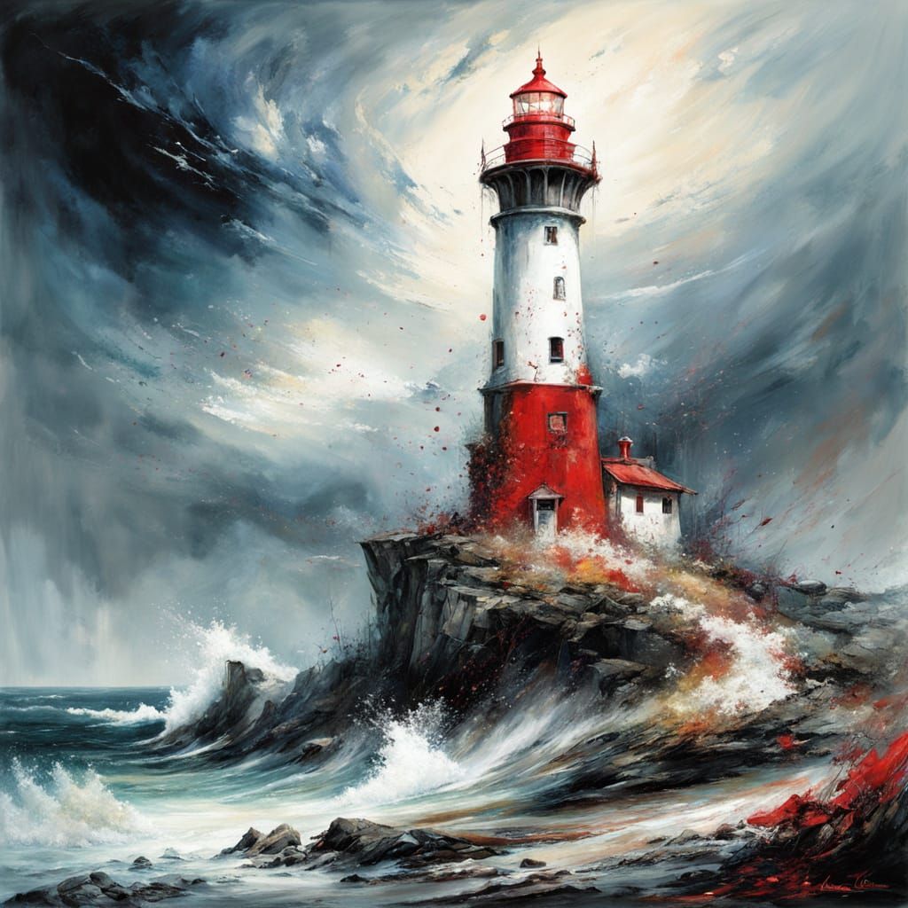 Lighthouse in Abstract Art Style