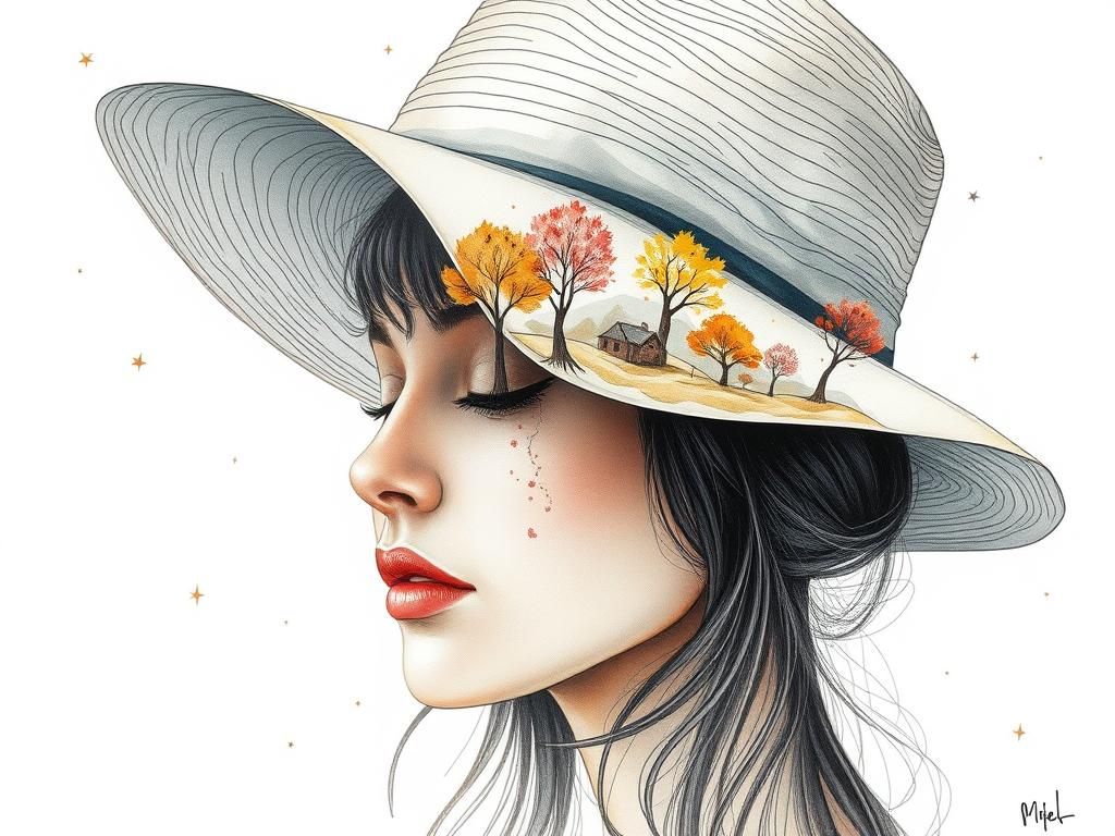 Autumn Landscape Hat: Watercolor and Origami Art