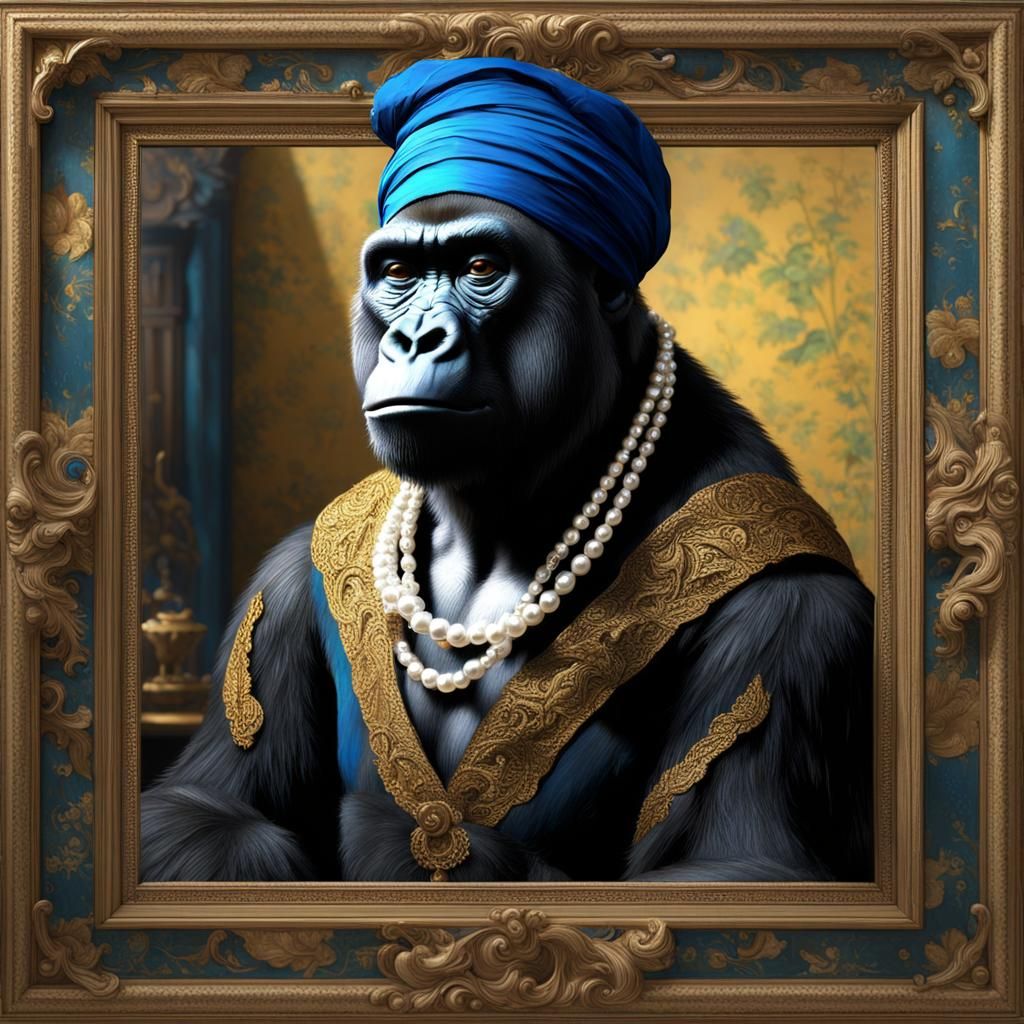 Gorilla Portrait in Style of Classic Painting