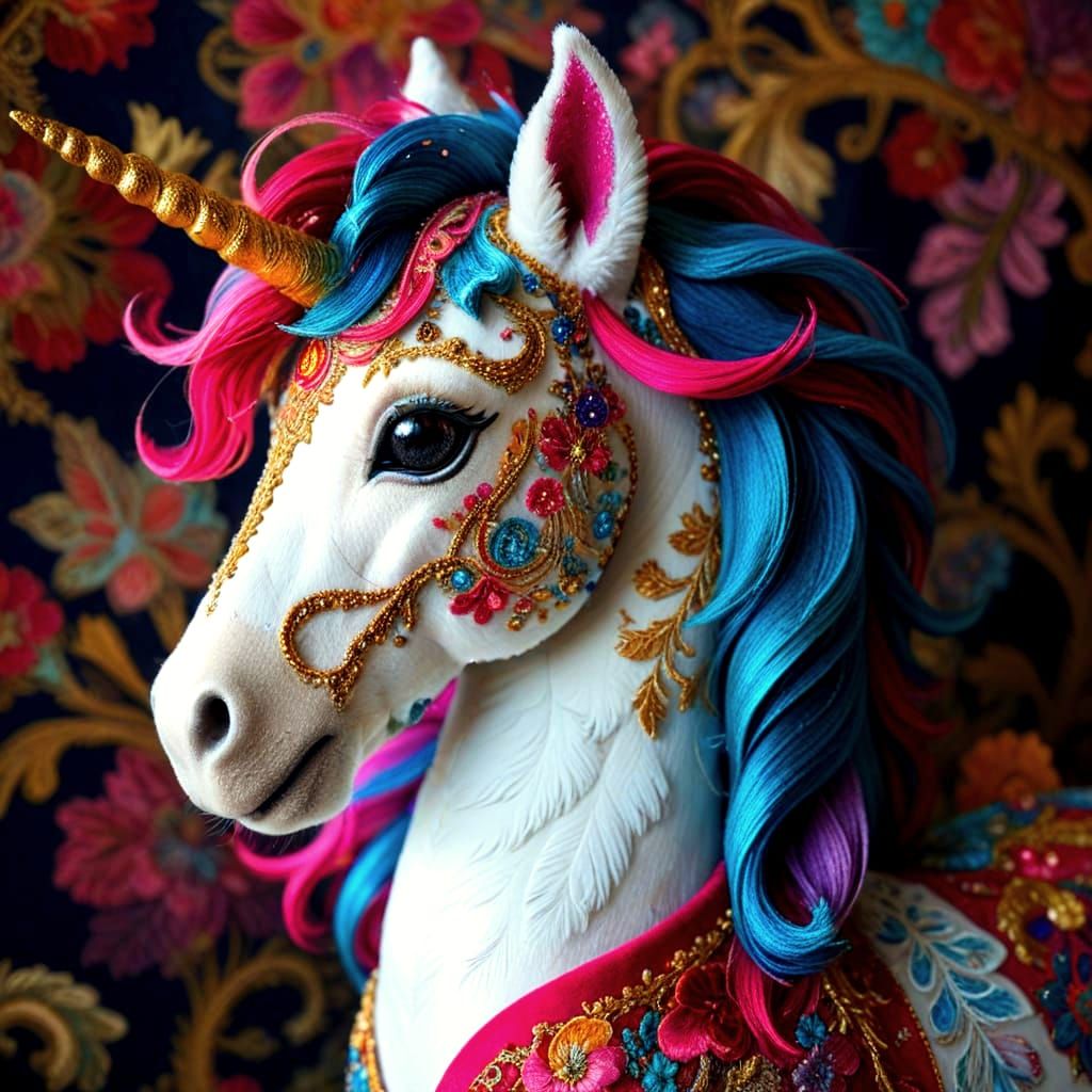 Vibrant Unicorn Plush in Exquisite Fabrics