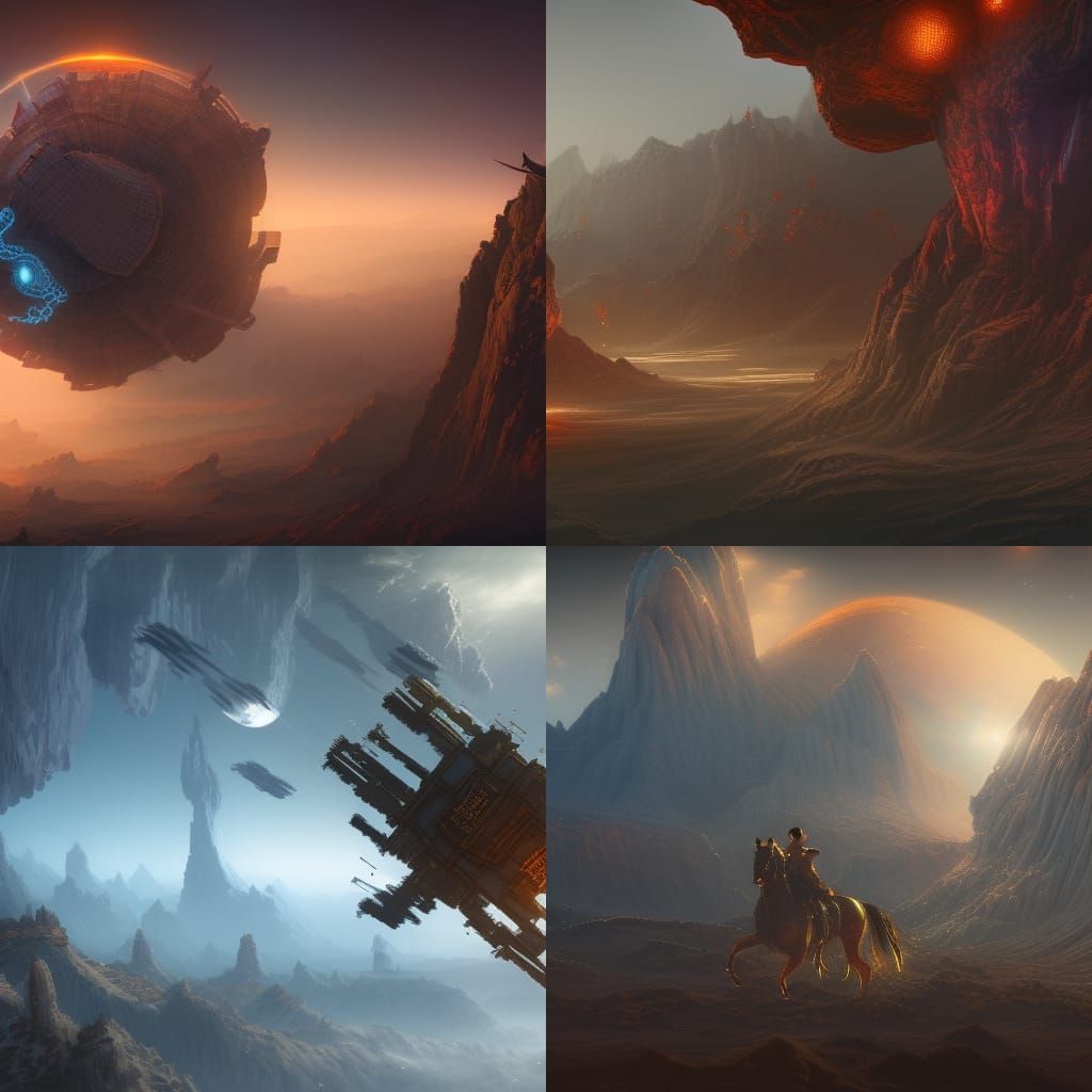 Cowboy Catches Satellite in Detailed Digital Art