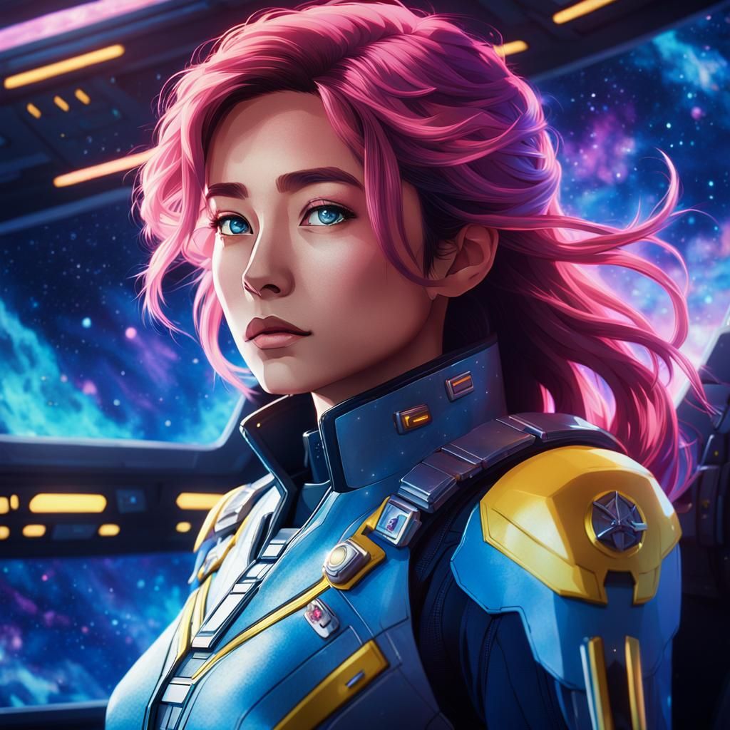 Anime Captain on Spaceship Command Deck