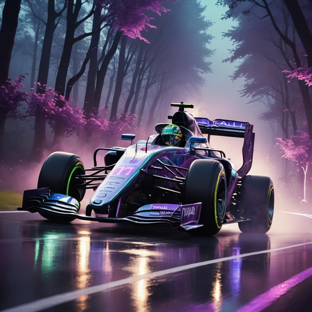 Sleek F1 Car Races on Neon Track