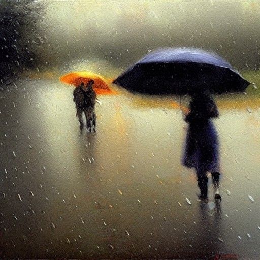 Rainy Day Oil Painting in Classical Realist Style