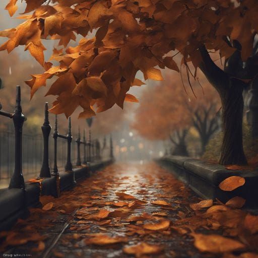 Autumnal Park Scene with Vibrant Foliage