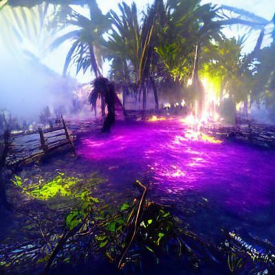 Iridescent Purple Demon in Impressionistic Neon