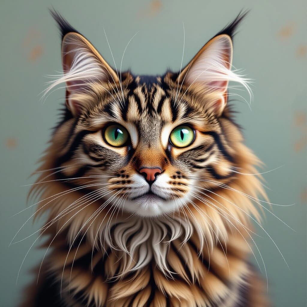 Detailed Cat Portrait in Vintage Illustration Style