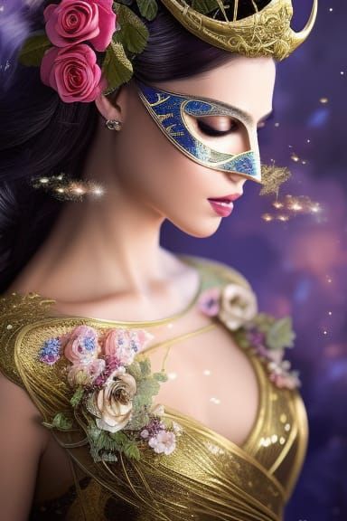 Masked Renaissance Princess with Magic Hair