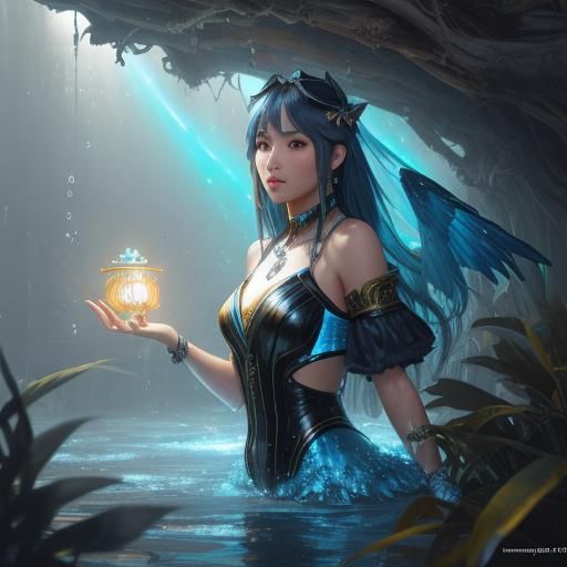 Winged Girl in Tree Loft: Hyperdetailed Concept Art