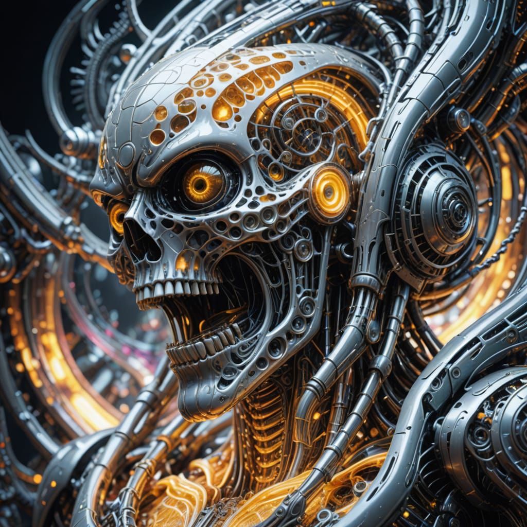 Glowing Fractal Metropolis in Cyberpunk Glass