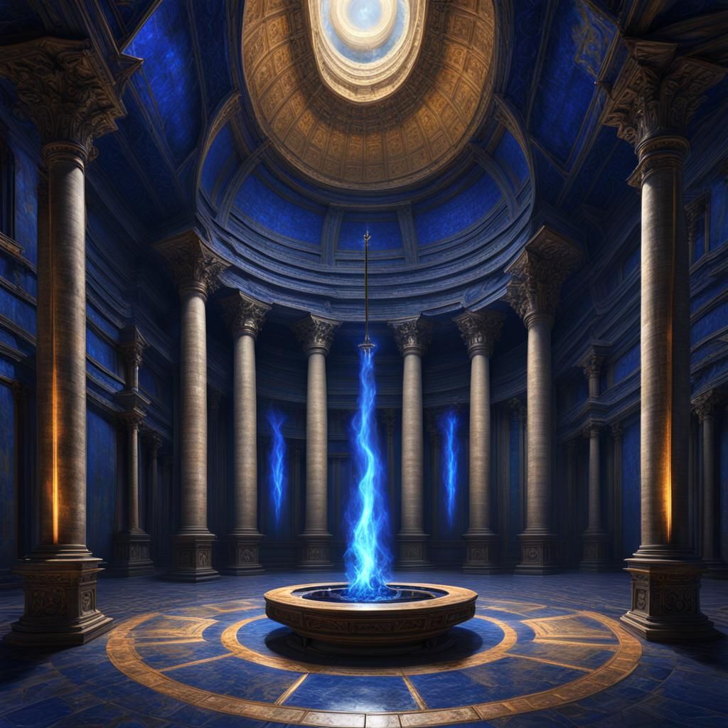 Lapis Lazuli Temple with Blue Flame