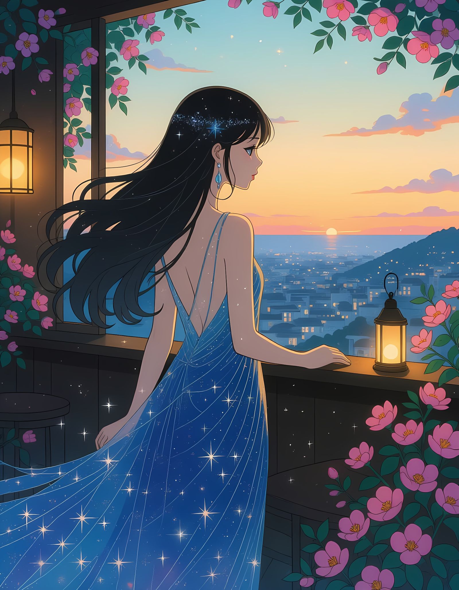 Starlight Flapper in Speakeasy, Manga Style