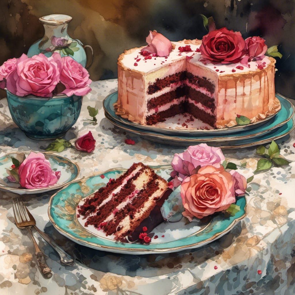 Chaotic Cake Theft with Rose and Crema