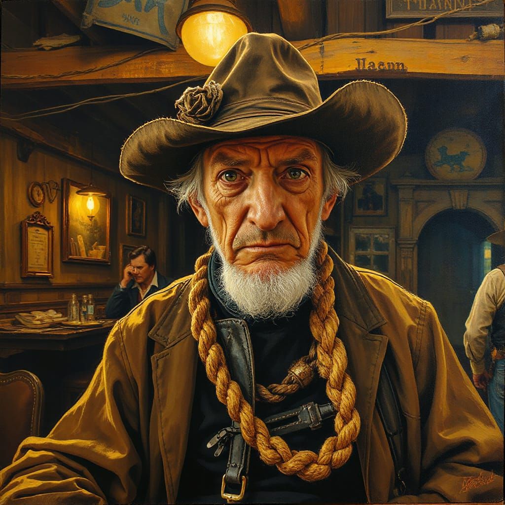 Grumpy Kitsune Cowboy in Old West Saloon as Renaissance Pain...