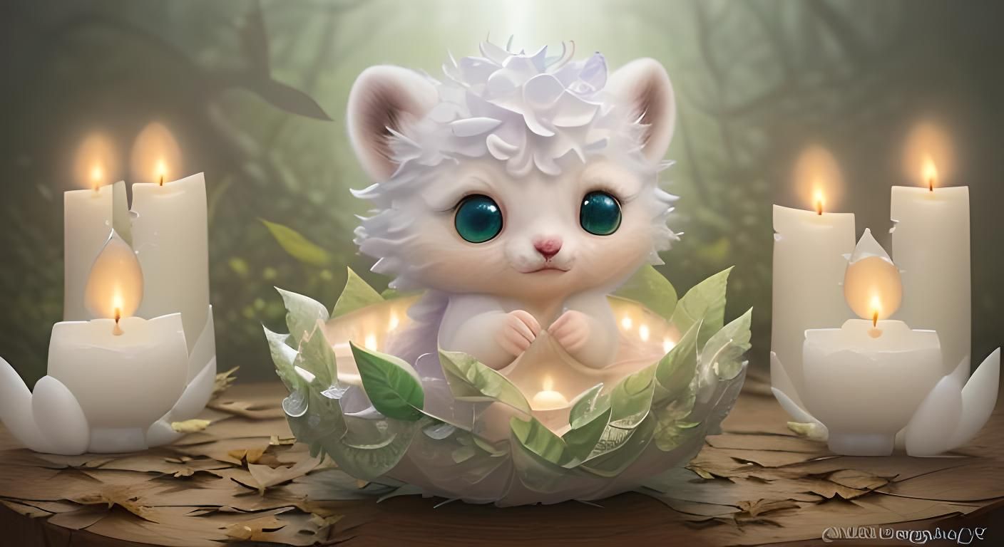 Adorable Weasel Cub in Pixar Style Fantasy Scene