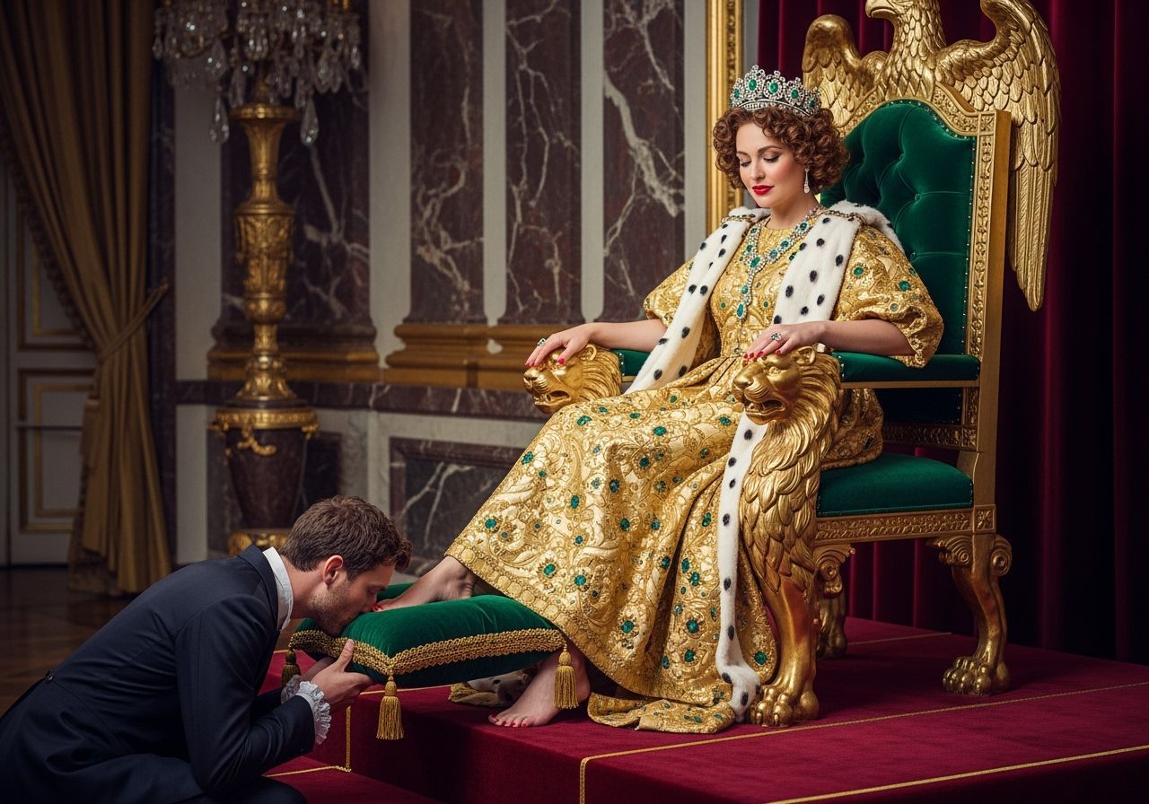 French Empress on Eagle Throne in Royal Palace