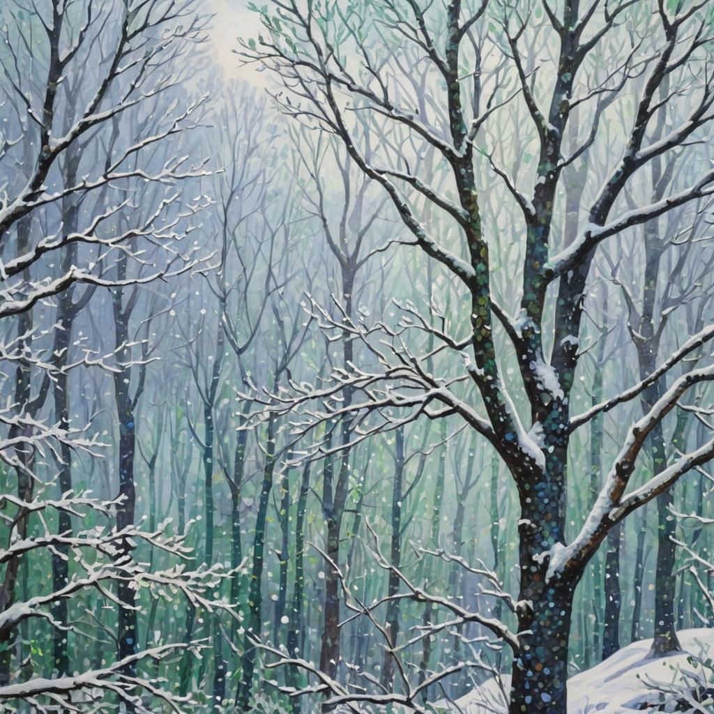 Fauvist Pointillism: Swedish Winter Wonderland in Watercolou...