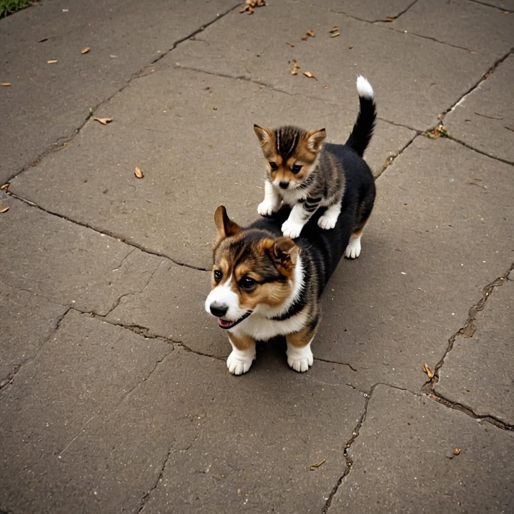 Kitten and Puppy Playdate in Cinematic Style