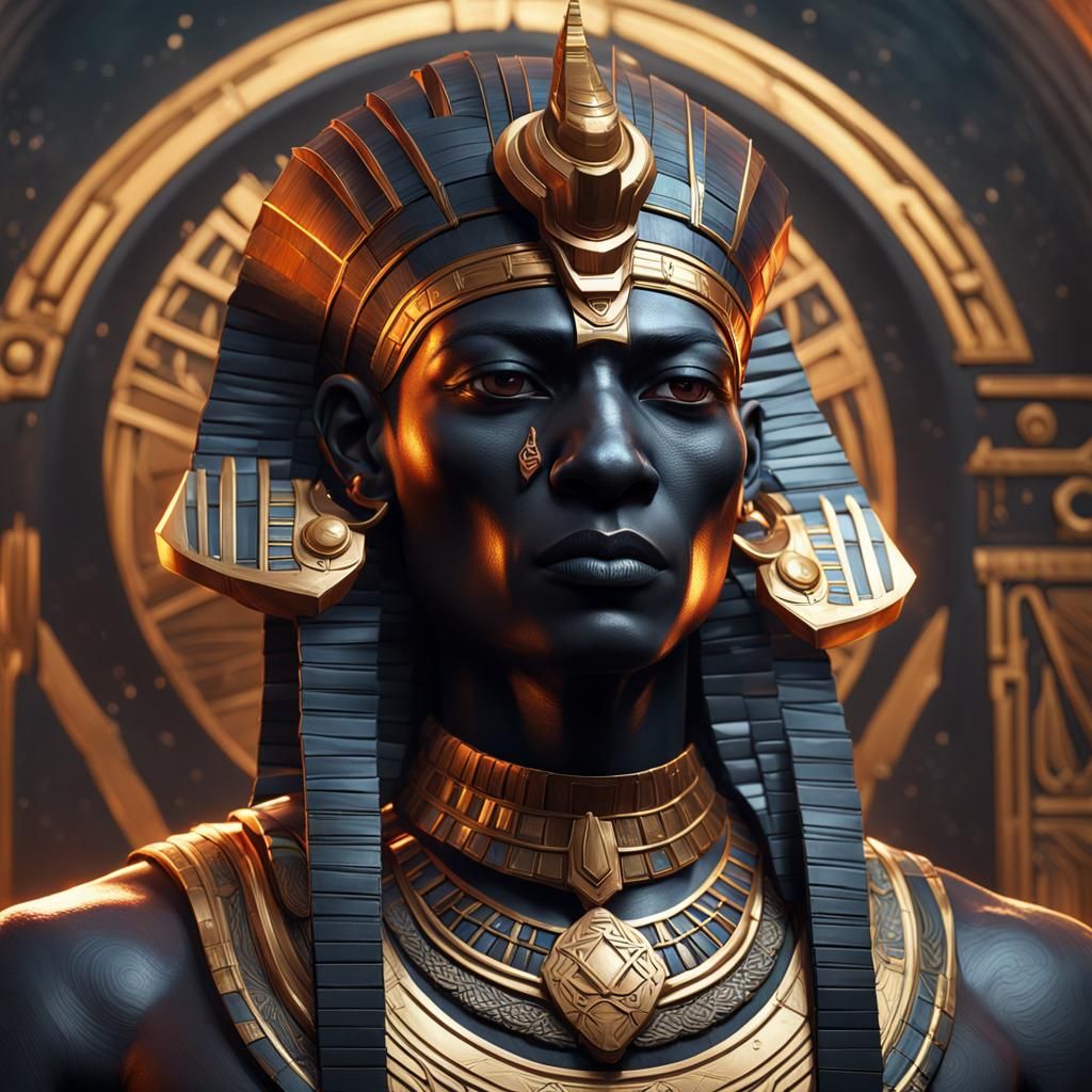Hyperdetailed Portrait of a Black Egyptian God