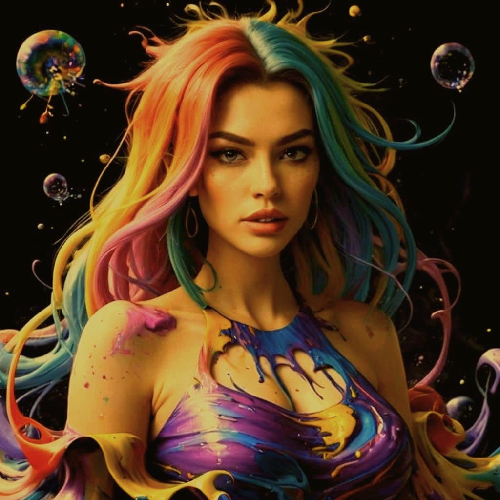 Abstract Expressionism: Colorful Energy Vortex in Macro