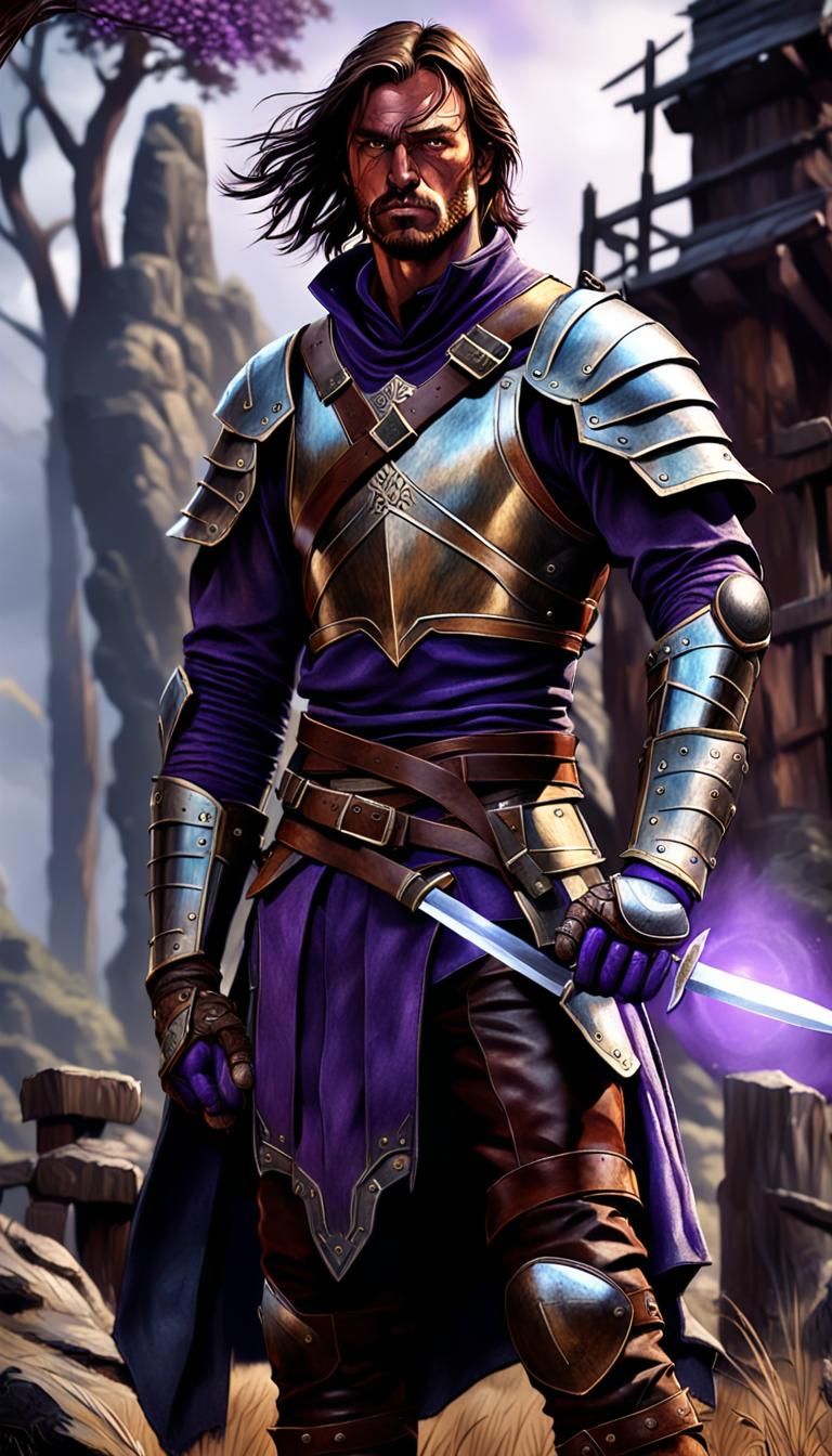 Dark Fantasy Warrior on Battle-Worn Hill