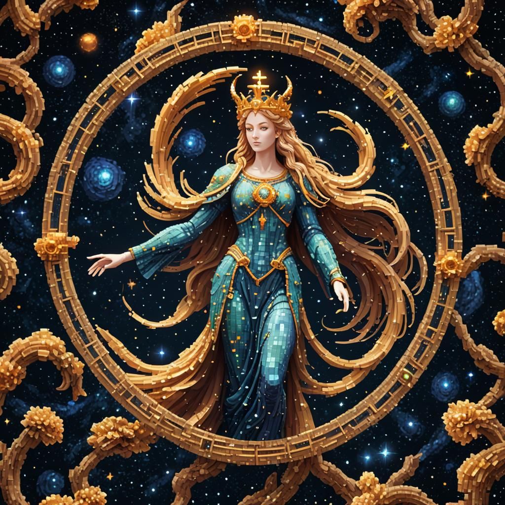 Virgo Zodiac Sign in 3D Pixel Art