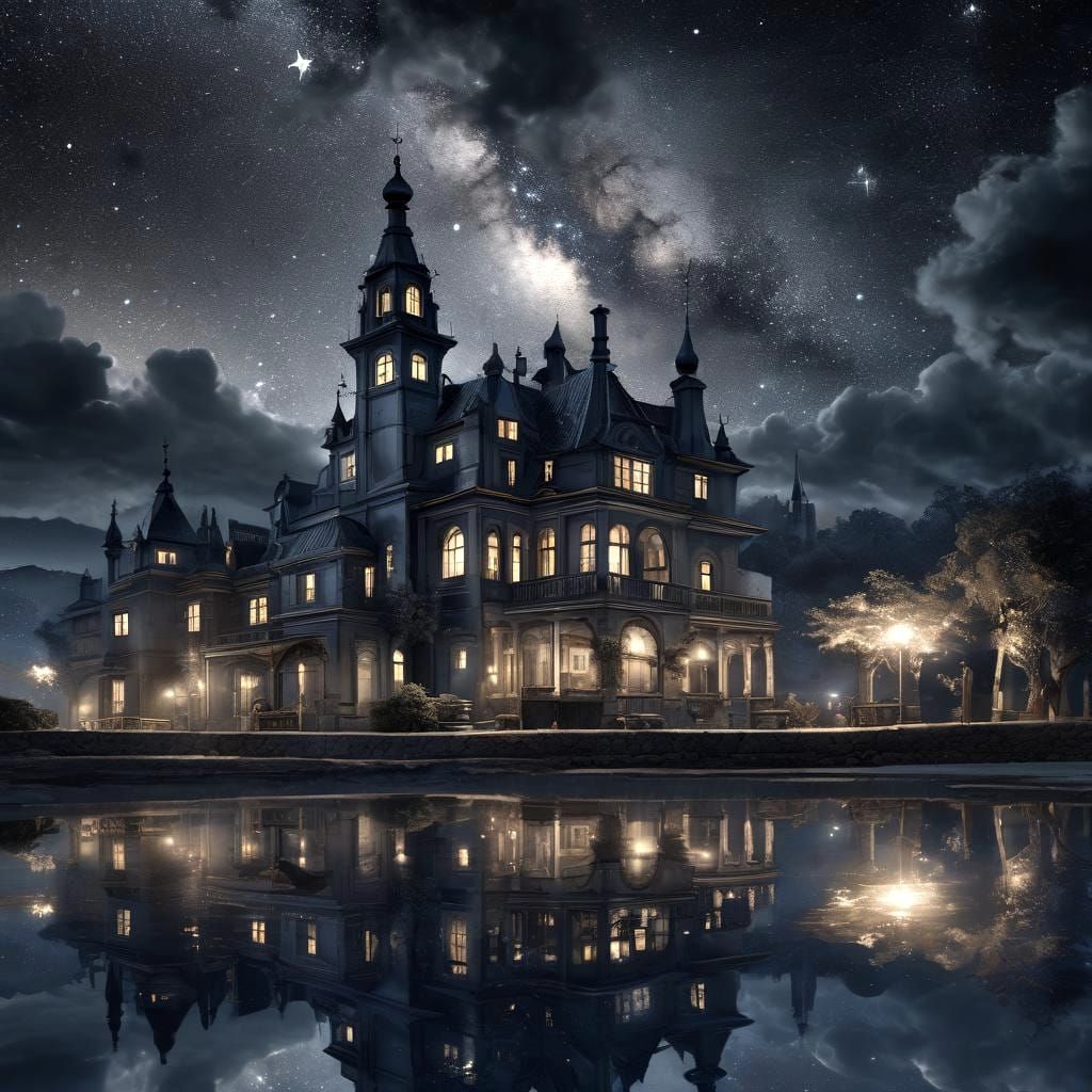 Indigo Night: Stars over Spanish Villa