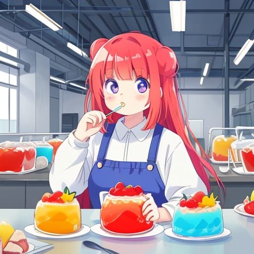 Anime Girl Submerged in Jell-O at Factory