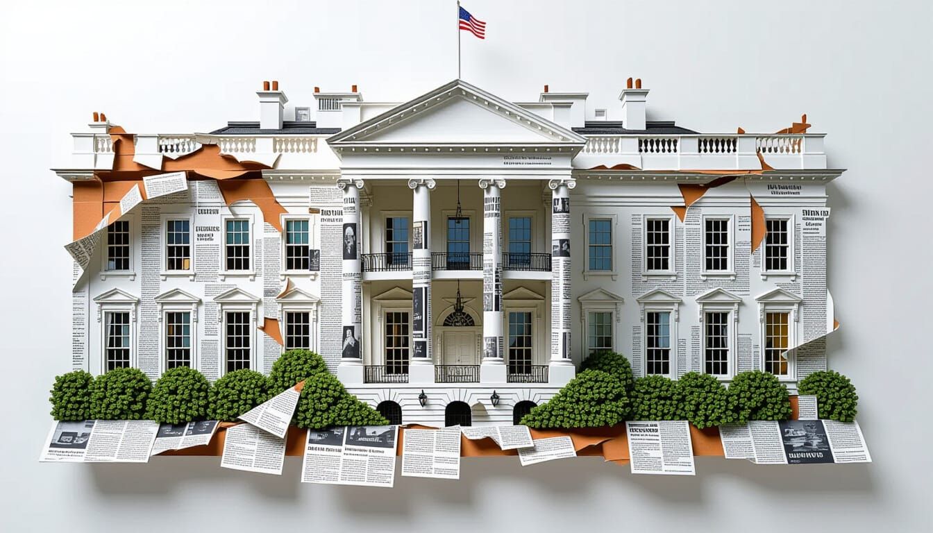 Abstract Paper Art Sculpture of Demolished White House