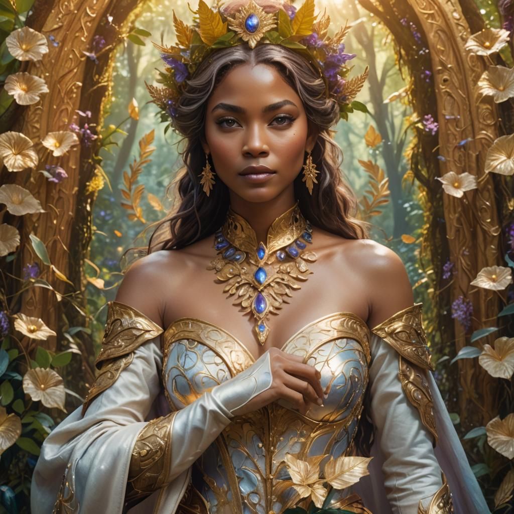 Confident Woman in Enchanted Forest: Fantasy Art