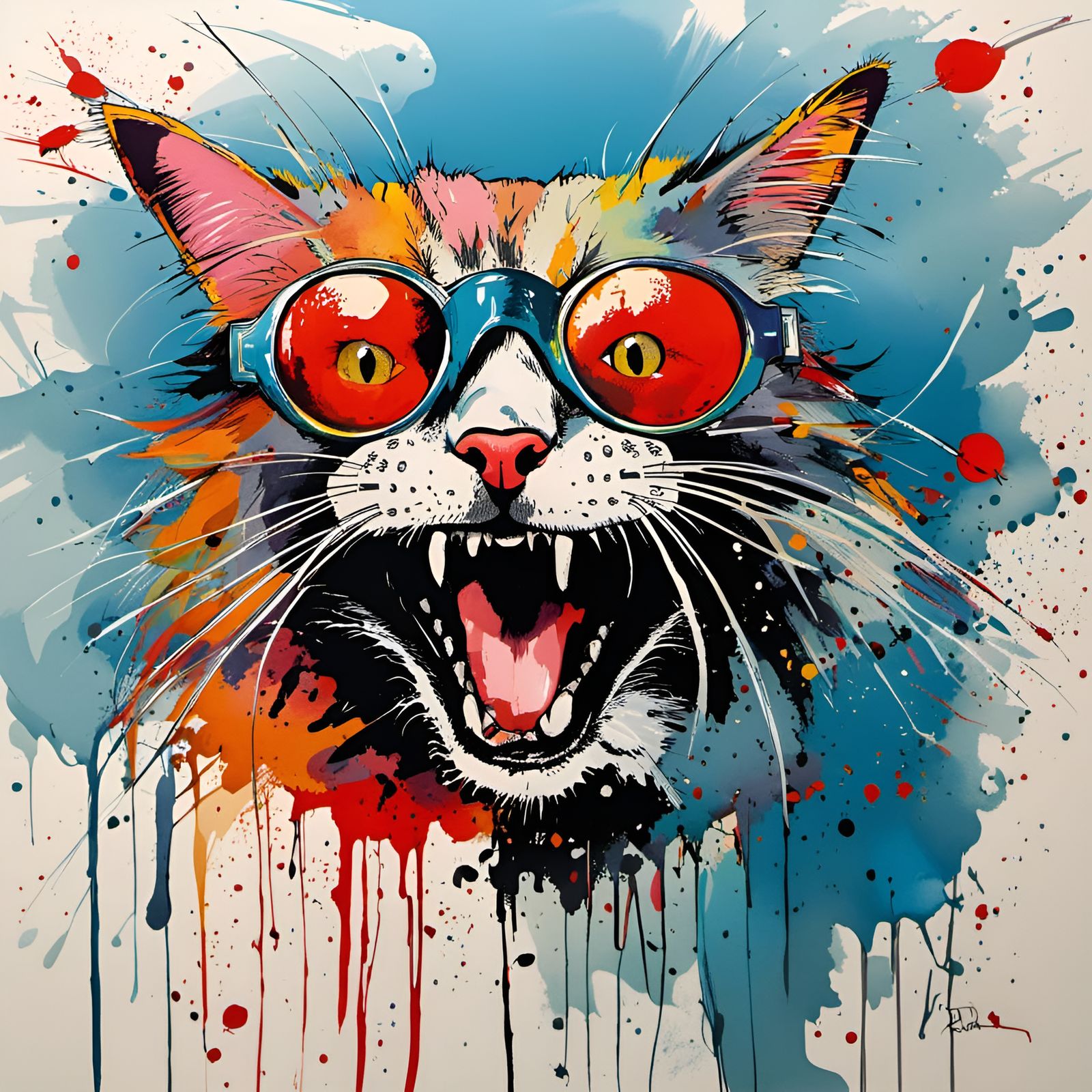 Crazy Cat in Expressionist Style