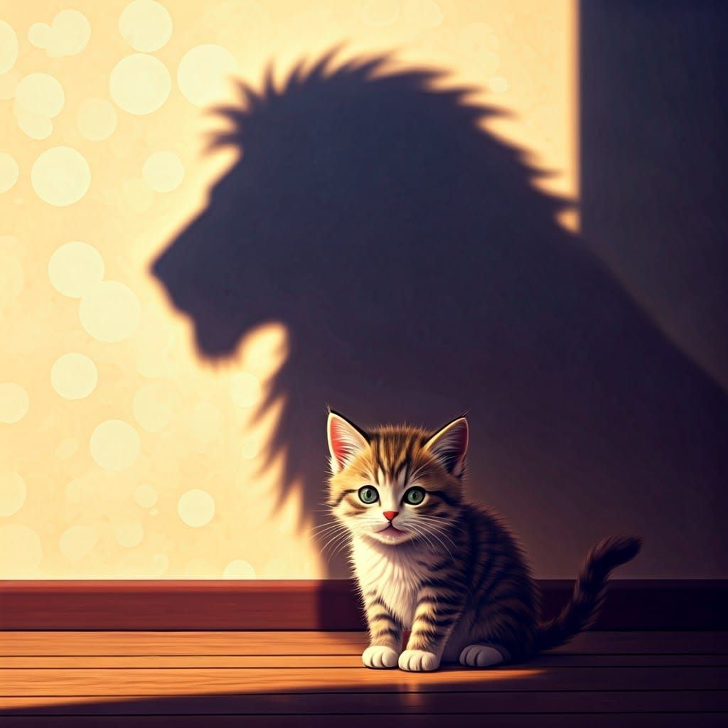 Whimsical Dreamscapes: A Lion's Shadow in Gentle Afternoon L...