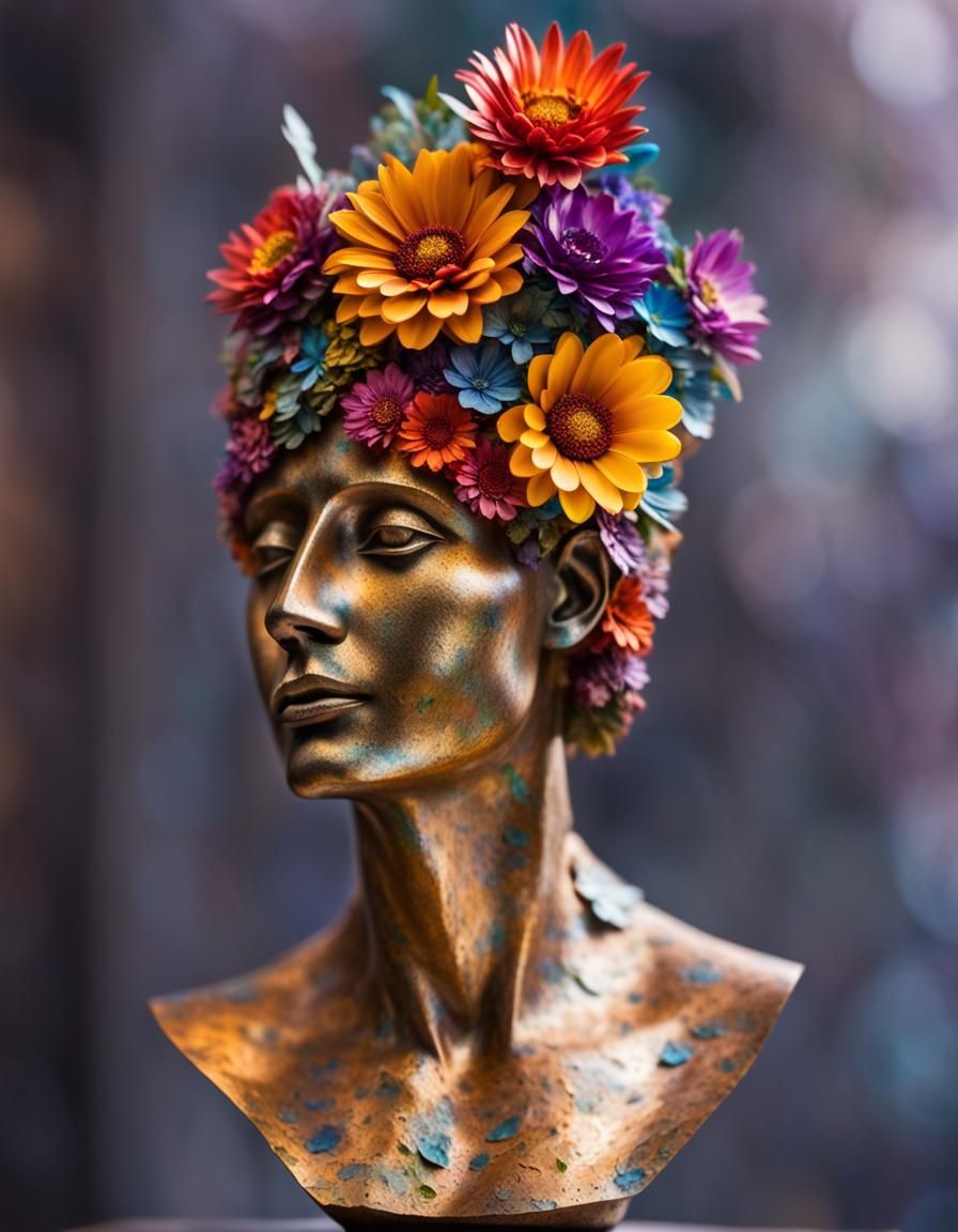 Illuminated Flower Crown Metalwork Sculpture