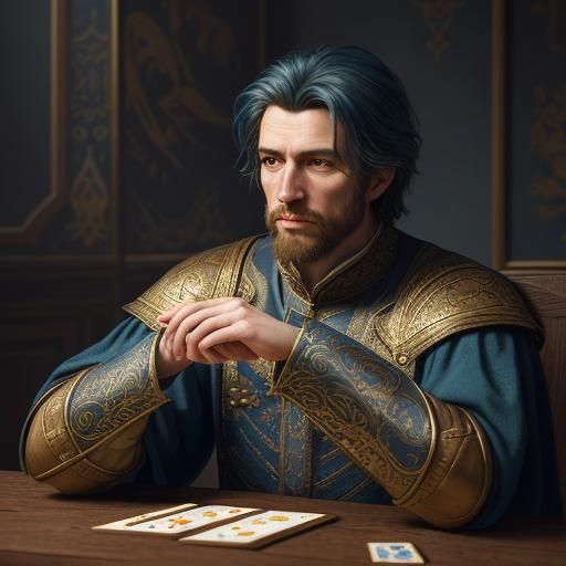 Boy Playing Cards: Whimsical Oil Painting