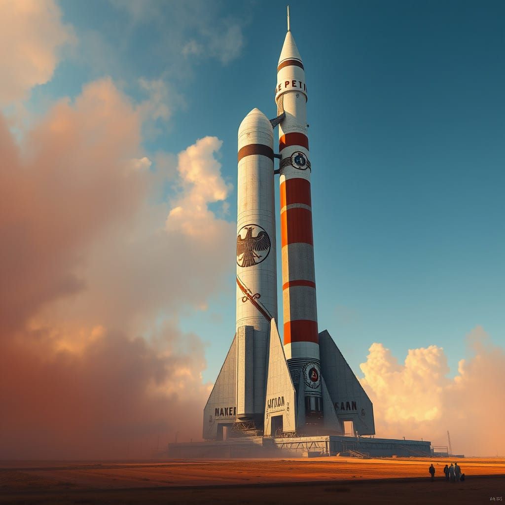 Baroque Saturn V Rocket in Roman Style