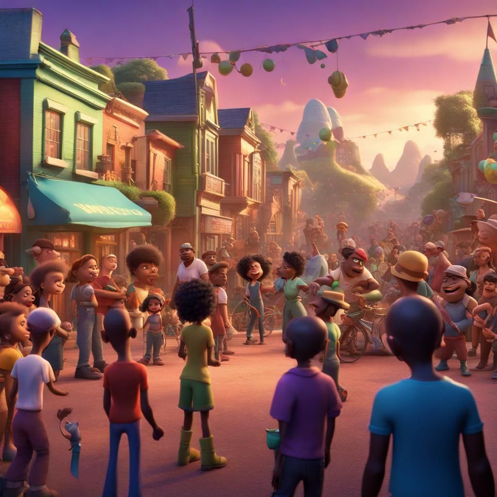 Vibrant Town Community Celebrates: 3D Digital Art