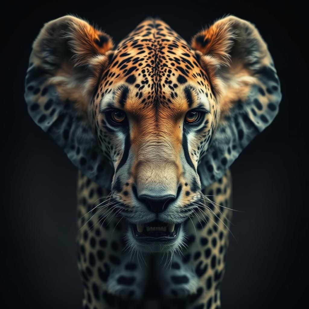 Hyperrealistic Cheetah-Elephant Hybrid in Cinematic Style
