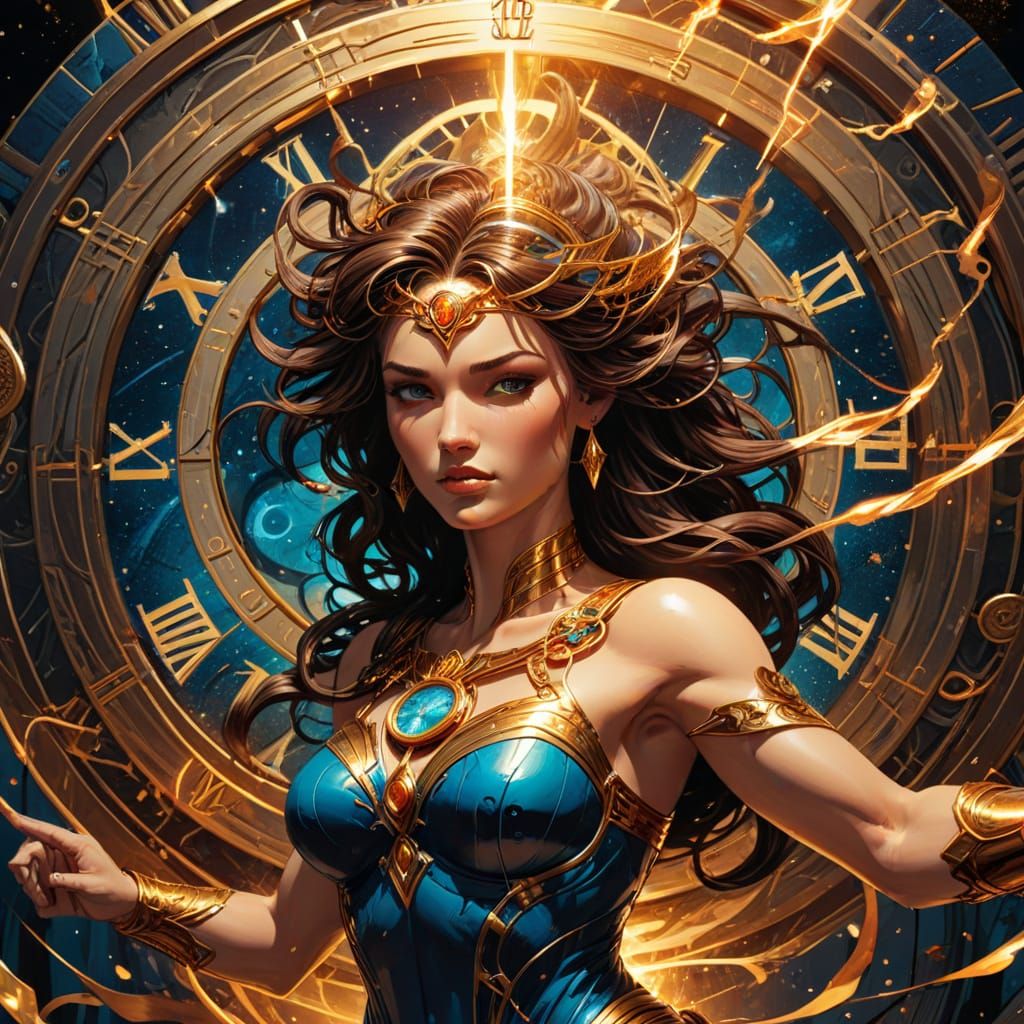 The Goddess of Time in Vibrant Comic Book Art