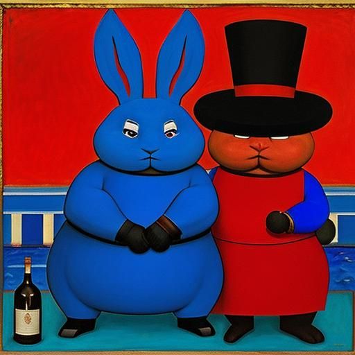 Rabbit Boxer in Mondrian and Soutine Style