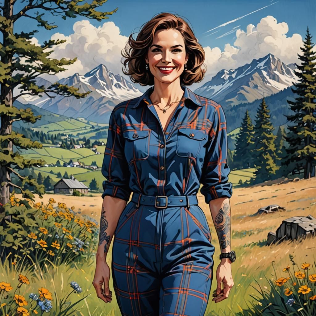 Normandy Woman in Retro-Future Jumpsuit: Digital Sketch