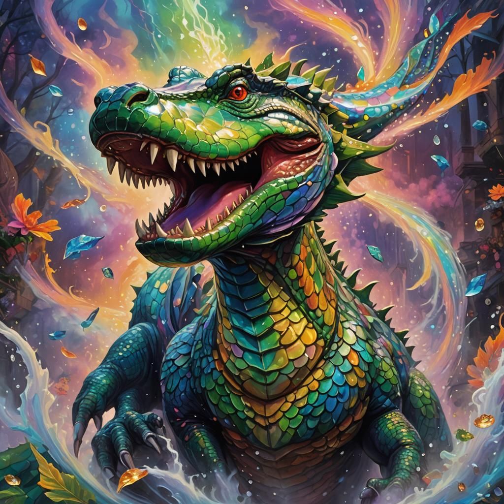 Diamond Crocodile in Ethereal Fantasy Style