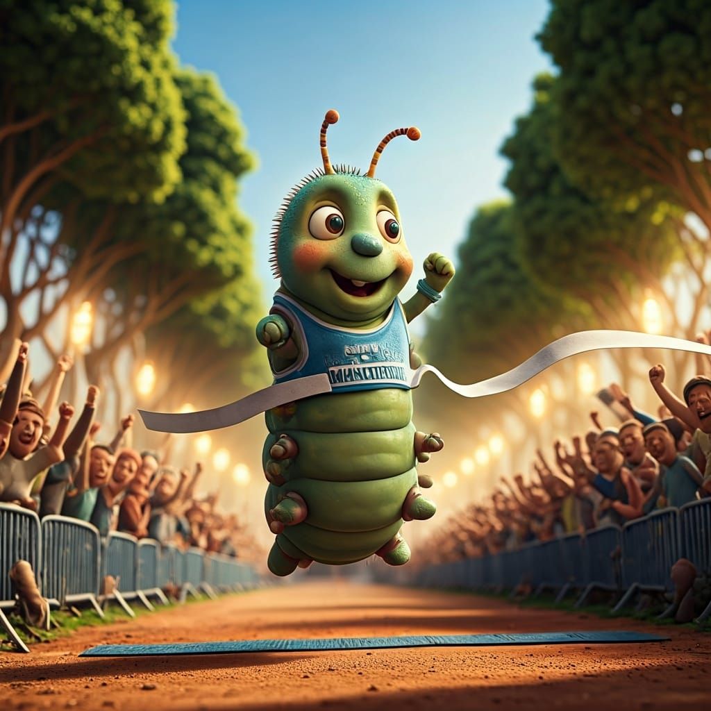 Caterpillar Wins Marathon in Claymation Style