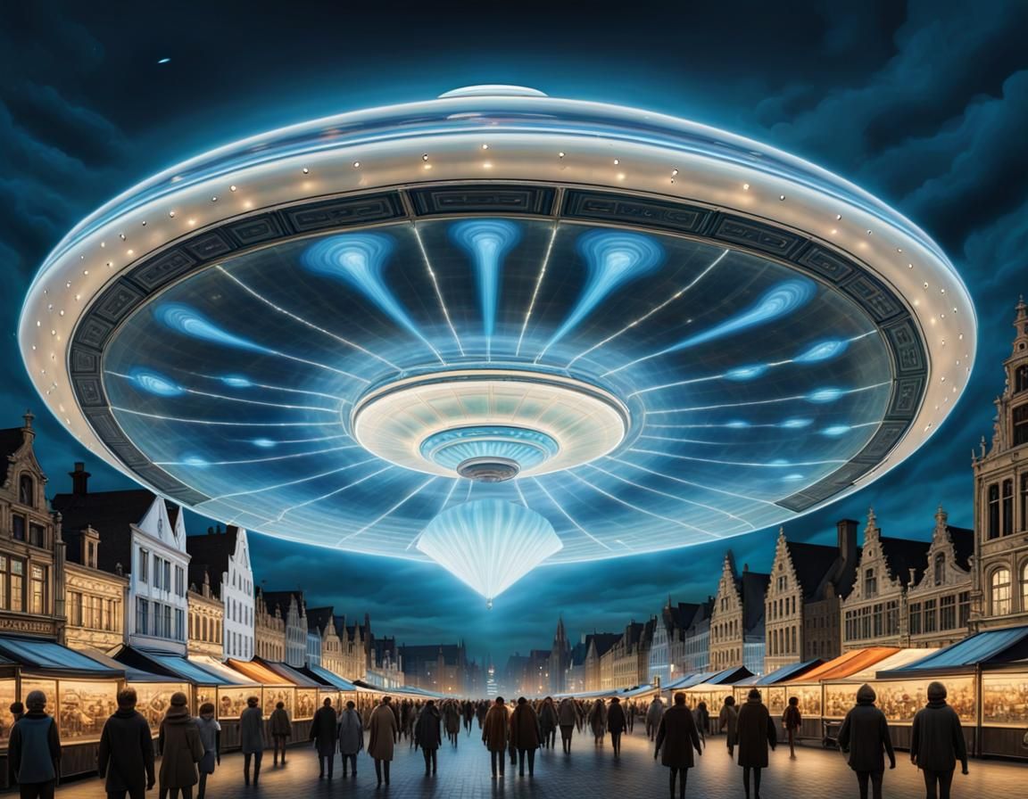 crystal  blue-white holographic flying saucer