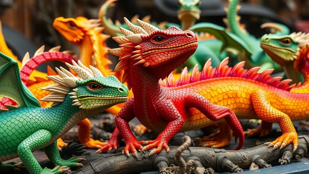 Colorful Dragons in National Geographic Style