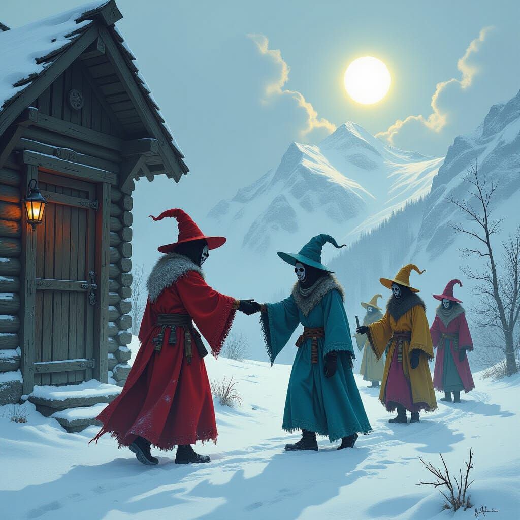 Bizarre Figures Emerge in Snowy Landscape